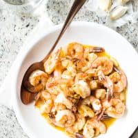 Garlicky Shrimp - A classic style Spanish tapas that's easy, Paleo, and healthy! From the Paleo Planet cookbook!