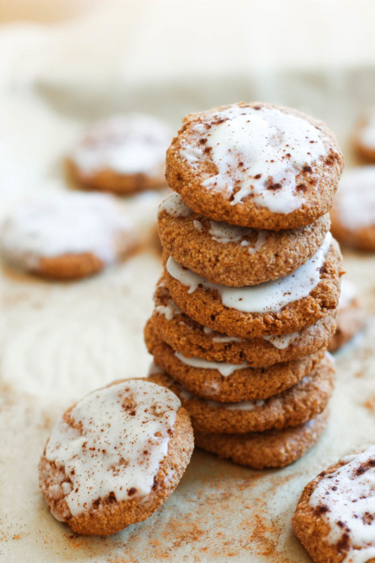 a stack of iced sugar cookies