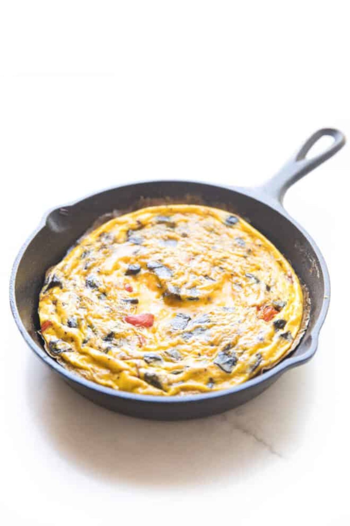 A frittata in a small cast iron pan