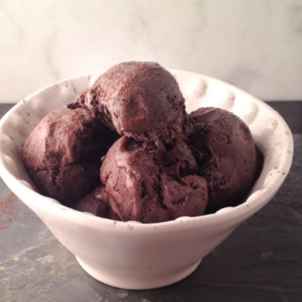 Bowl of chocolate coconut milk ice cream