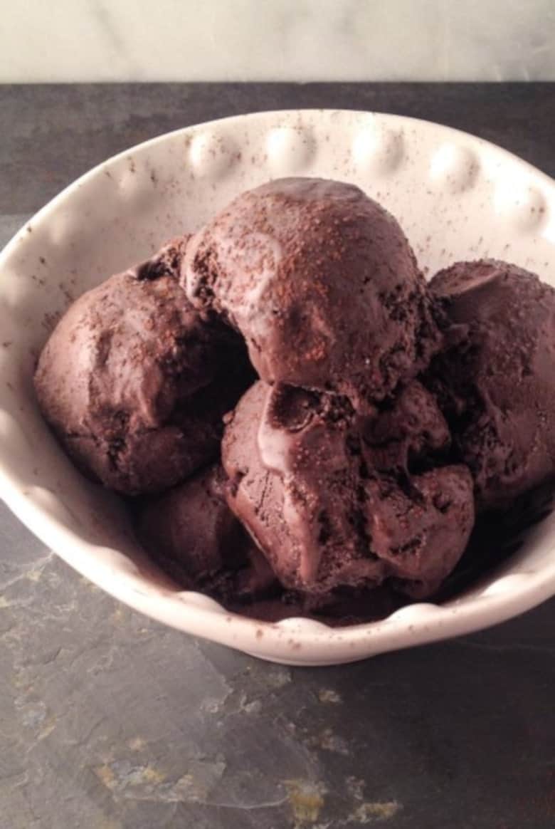 Bowl of paleo chocolate ice cream