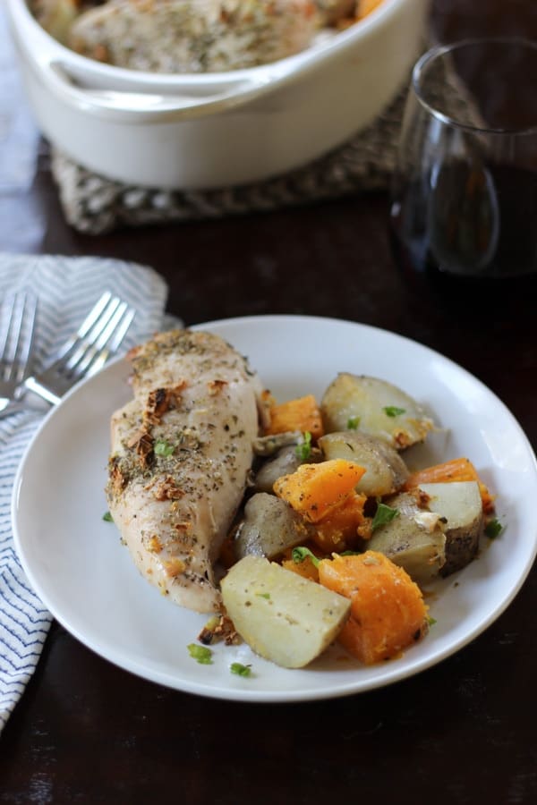 Roasted Chicken with Potatoes and Butternut Squash