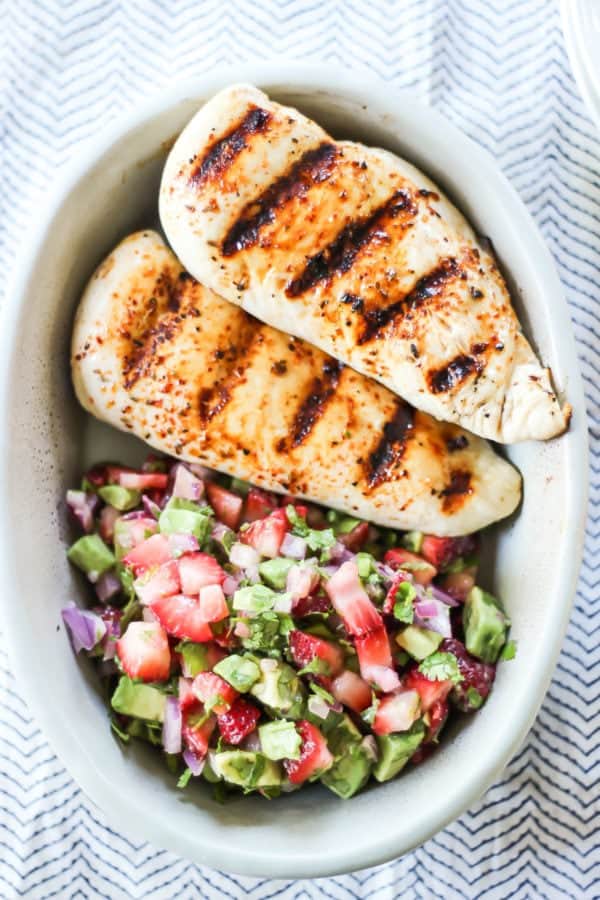 Grilled Chicken with Strawberry Avocado Salsa