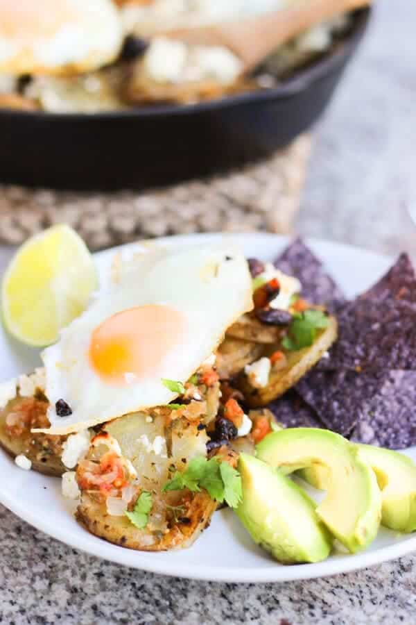 Huevos rancheros on plate