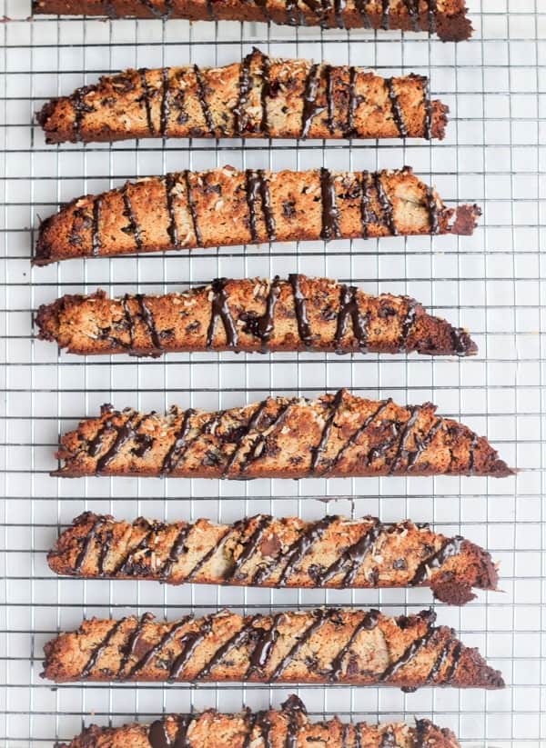 Paleo Chocolate Cranberry Coconut Biscotti | Wicked Spatula