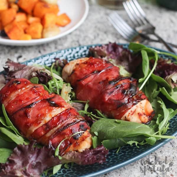 Prosciutto Wrapped Chicken Breast Recipe - Featured image with chicken wrapped in prosciutto