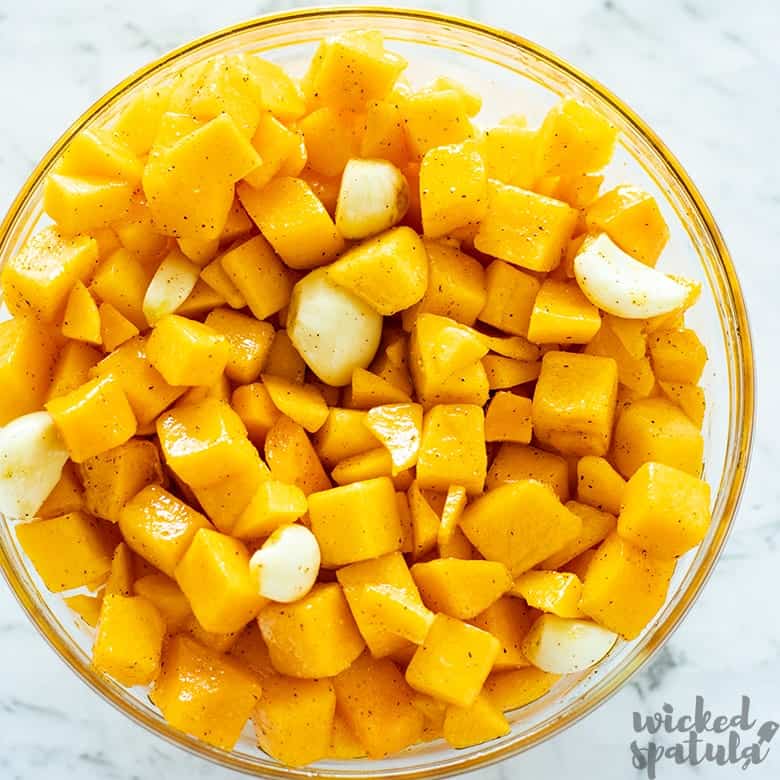 Butternut Squash diced in a bowl