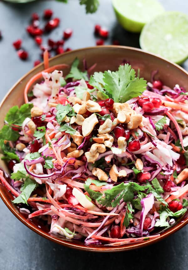 Red Cabbage Mexican Slaw Recipe - Bowl of brightly colored salad