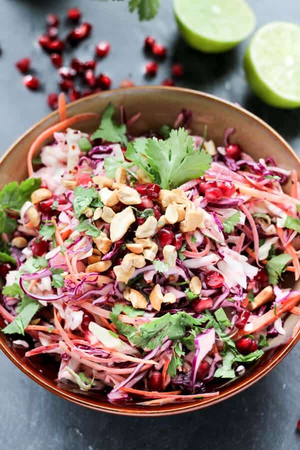 Red Cabbage Mexican Slaw - Mexican slaw in bowl ready to eat