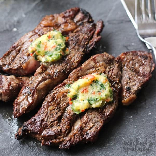 Beef chuck eye steak with herb butter