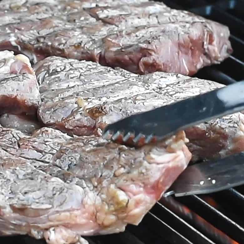 Chuck eye steaks on grill