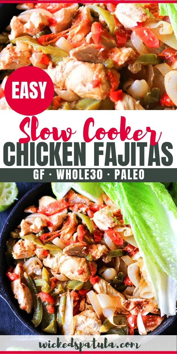 Slow Cooker Chicken Fajitas -Easy Slow Cooker Chicken Fajitas - Pinterest Image