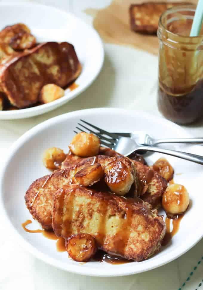 Paleo French Toast with Fried Bananas and Salted Coconut Caramel finished