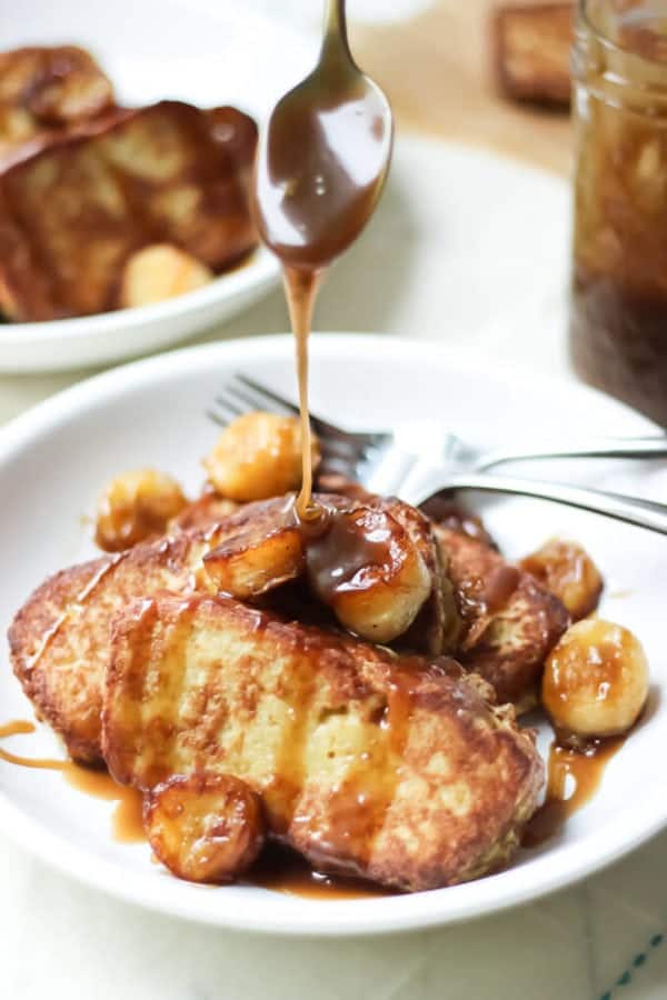 Paleo French Toast with Fried Bananas and Salted Coconut Caramel