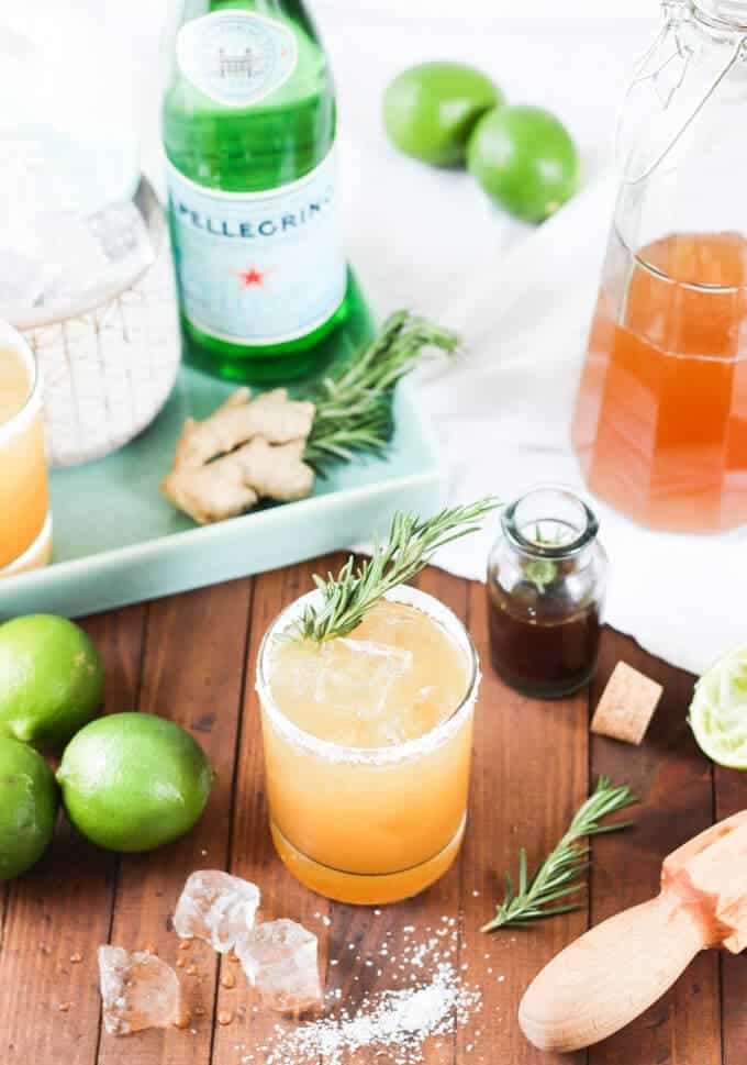 Rosemary Ginger Margaritas top-view