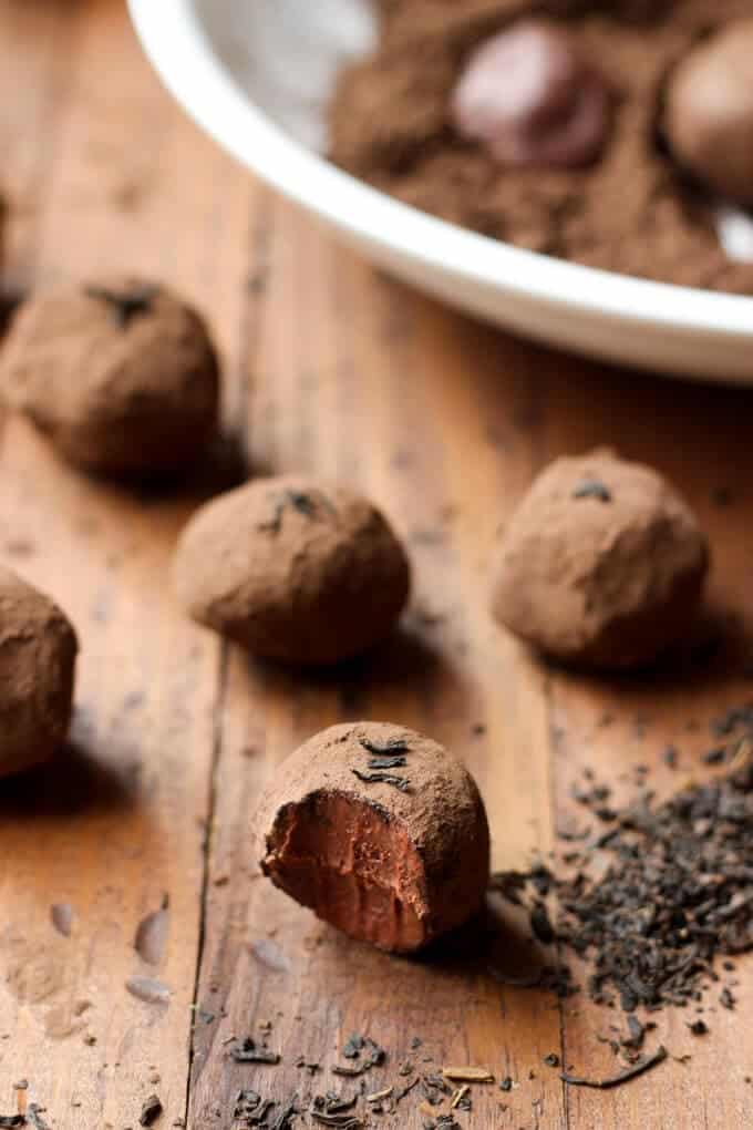 Decadent Dark Chocolate Earl Grey Truffles - Only 2 grams of sugar per truffle! Paleo and Vegan