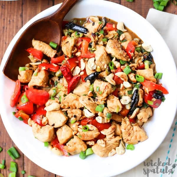 healthy Kung Pao chicken recipe in a bowl