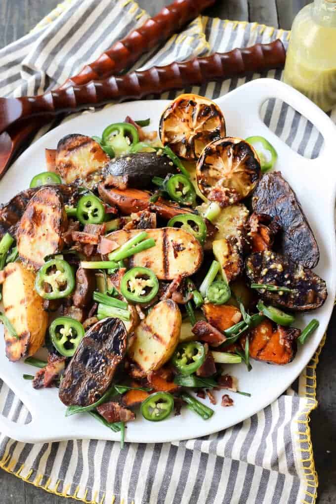 Grilled Potato Salad Recipe With Onions & Vinaigrette - Ready to serve grilled potato salad