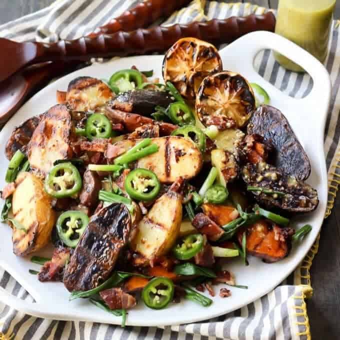 platter of grilled potato salad