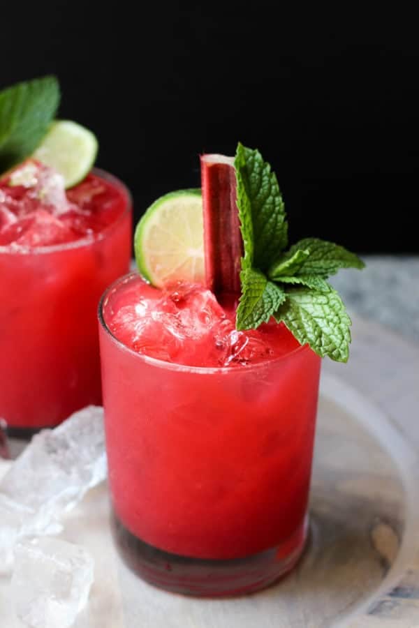 Raspberry Rhubarb Margaritas | wickedspatula.com
