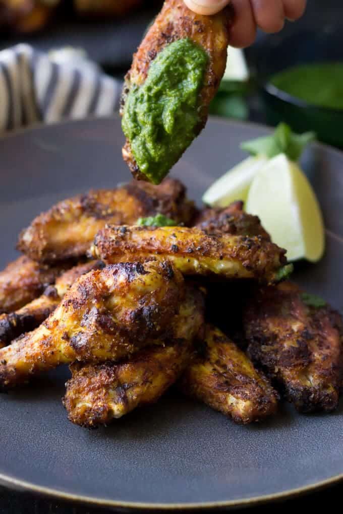 Paleo Tandoori Wings with Mint Chutney dipping