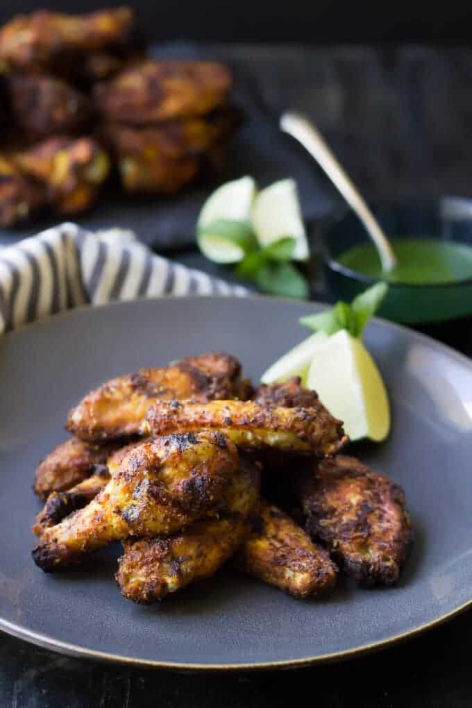 Paleo Tandoori Wings with Mint Chutney meal