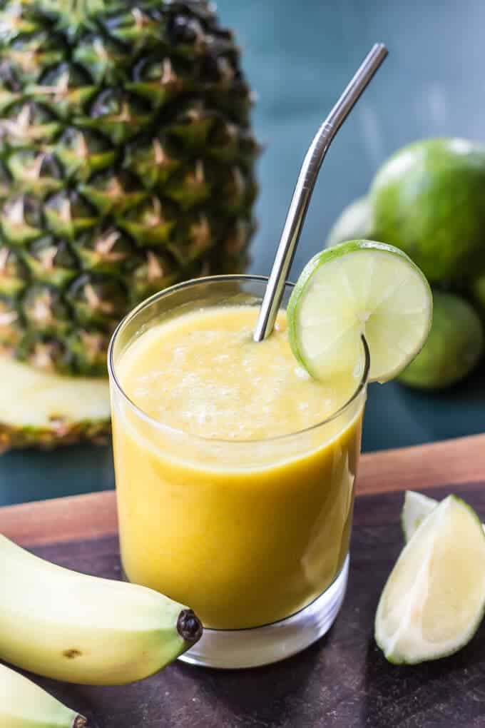 Anti-Inflammatory Turmeric Pineapple Smoothie Recipe - Smoothie in a glass ready to drink