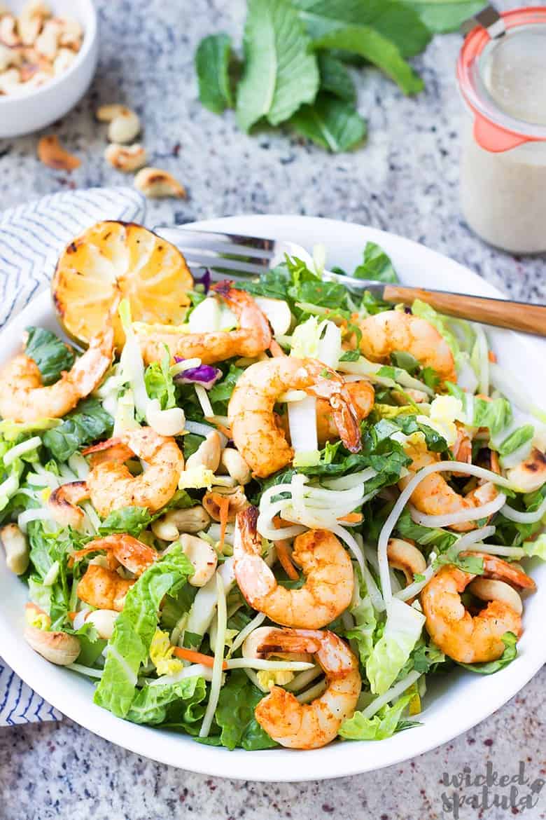 thai shrimp salad on plate