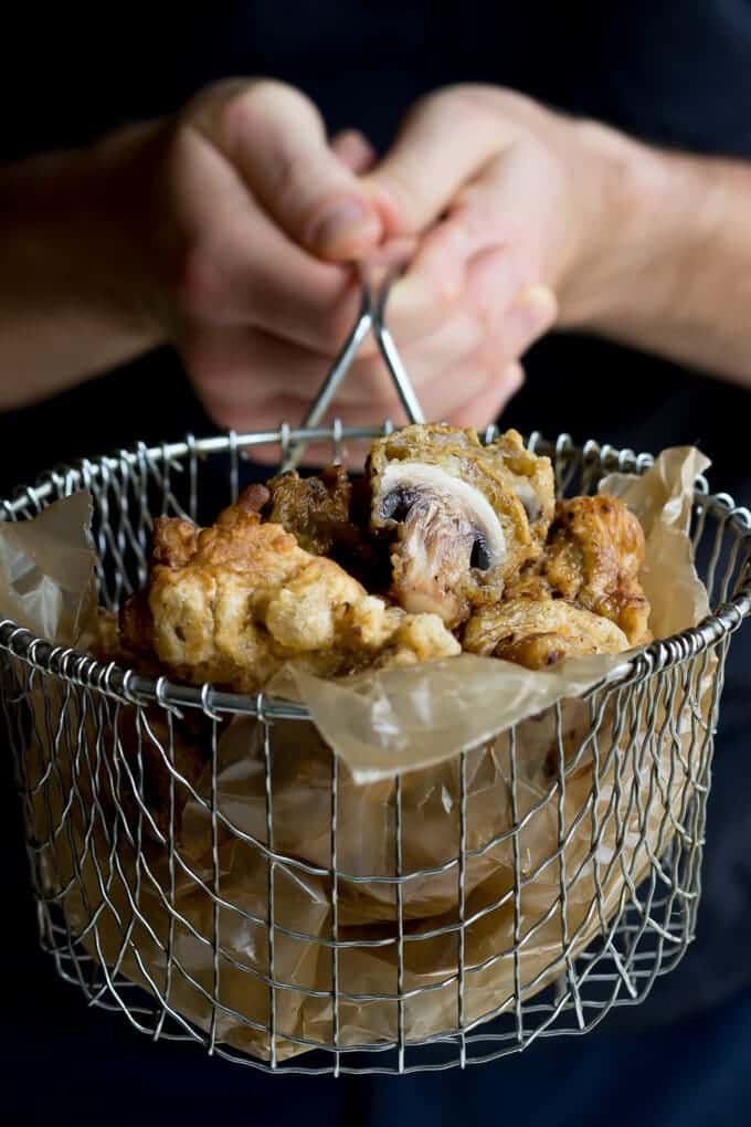 Paleo Fried Mushrooms spiced with Indian spices for a flavorful appetizer!