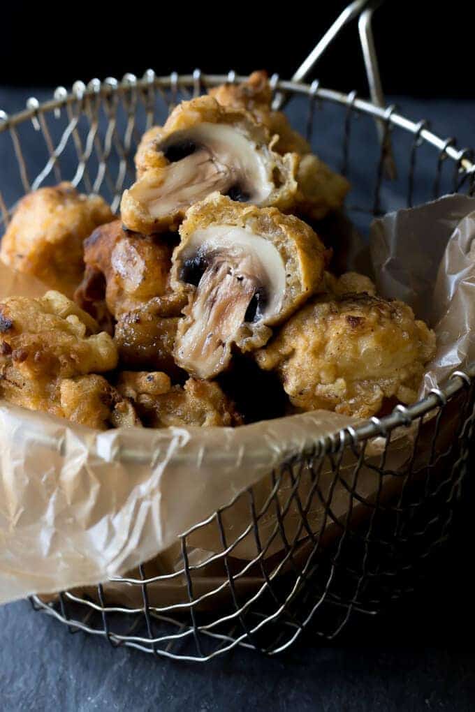 Paleo Fried Mushrooms spiced with Indian spices for a flavorful appetizer! | wickedspatula.com