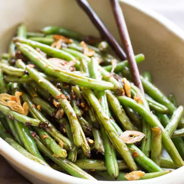 Asian Green Beans Recipe Image With Chopsticks