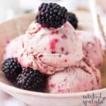 blackberry ice cream in a bowl ready to serve