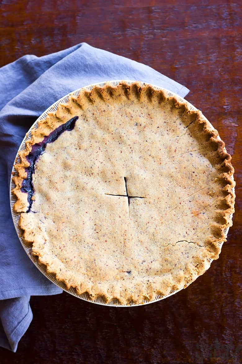 Paleo Chocolate Blueberry Pie baked