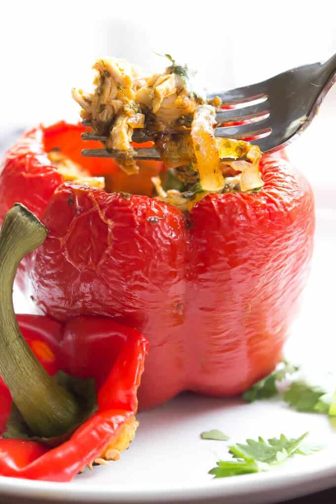 Buffalo Ranch Chicken Stuffed Peppers meal