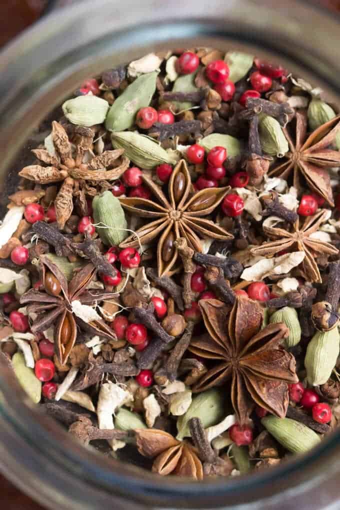 DIY Autumn Herbal Tea Blend in a jar top-view