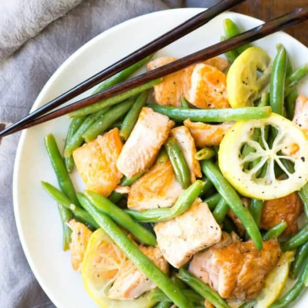 Lemon Pepper Salmon Recipe - Plate of cooked salmon stir fry