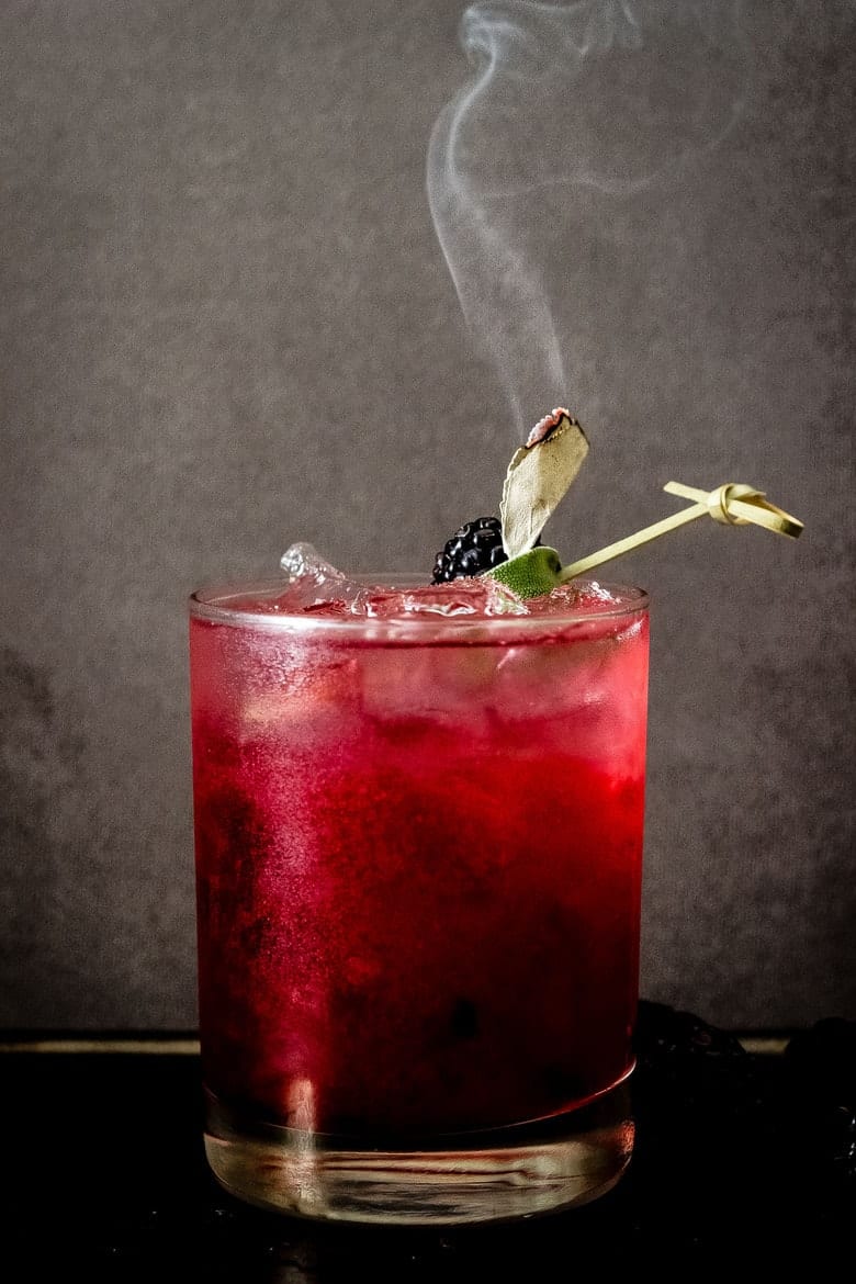 Smoking Blackberry Sage Margarita - The perfect Halloween cocktail!