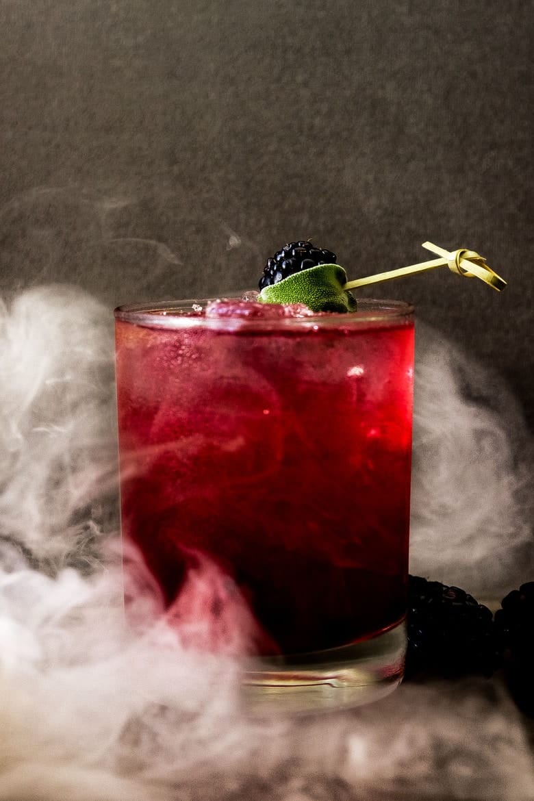 Smoking Blackberry Sage Margarita - The perfect Halloween cocktail!