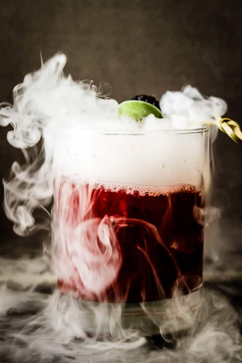 Smoking Blackberry Sage Margarita - The perfect Halloween cocktail! | wickedspatula.com