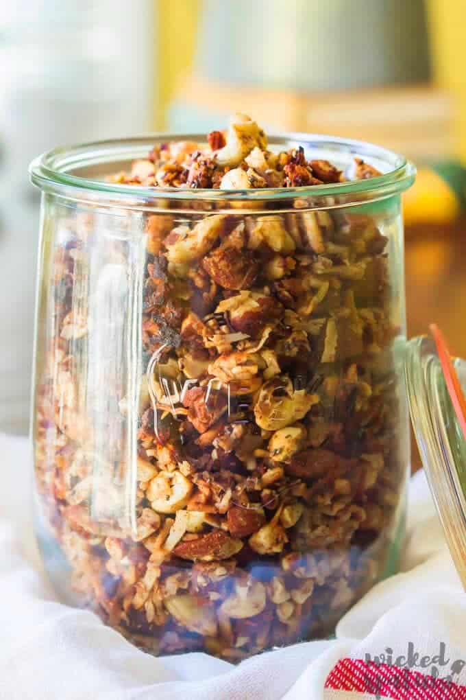 pumpkin spice granola in a jar