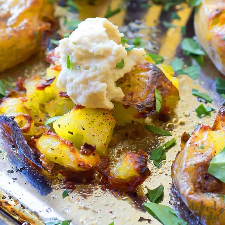 4-Ingredient Crispy Smashed Potatoes (Vegan) - Two Spoons