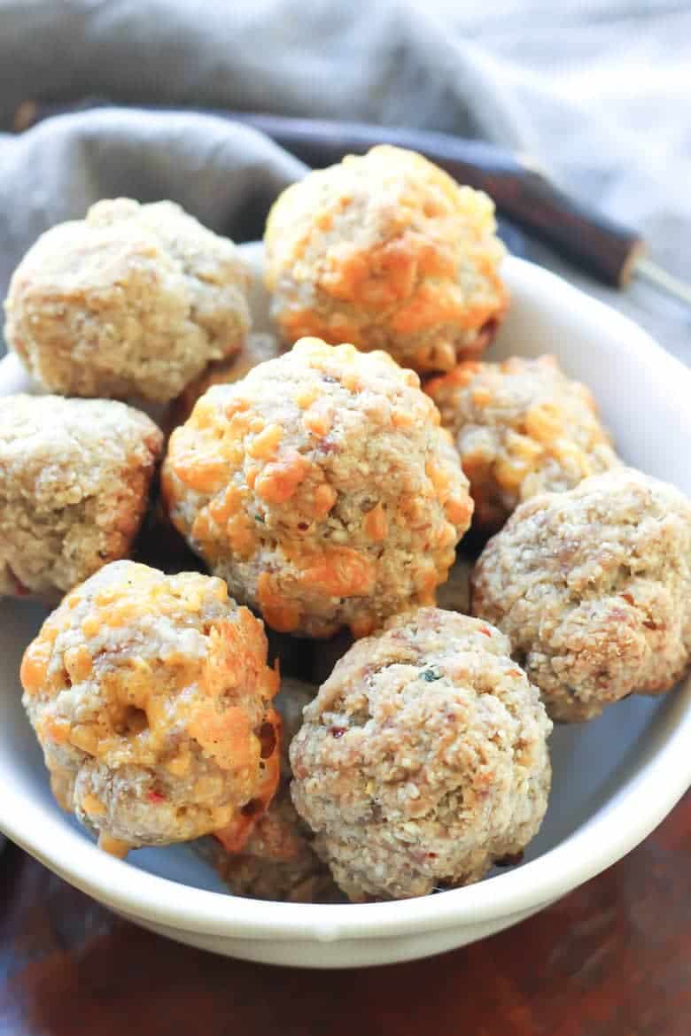 Paleo Sausage Balls - One bowl, super easy, tastes JUST like regular sausage balls! Dairy free option!