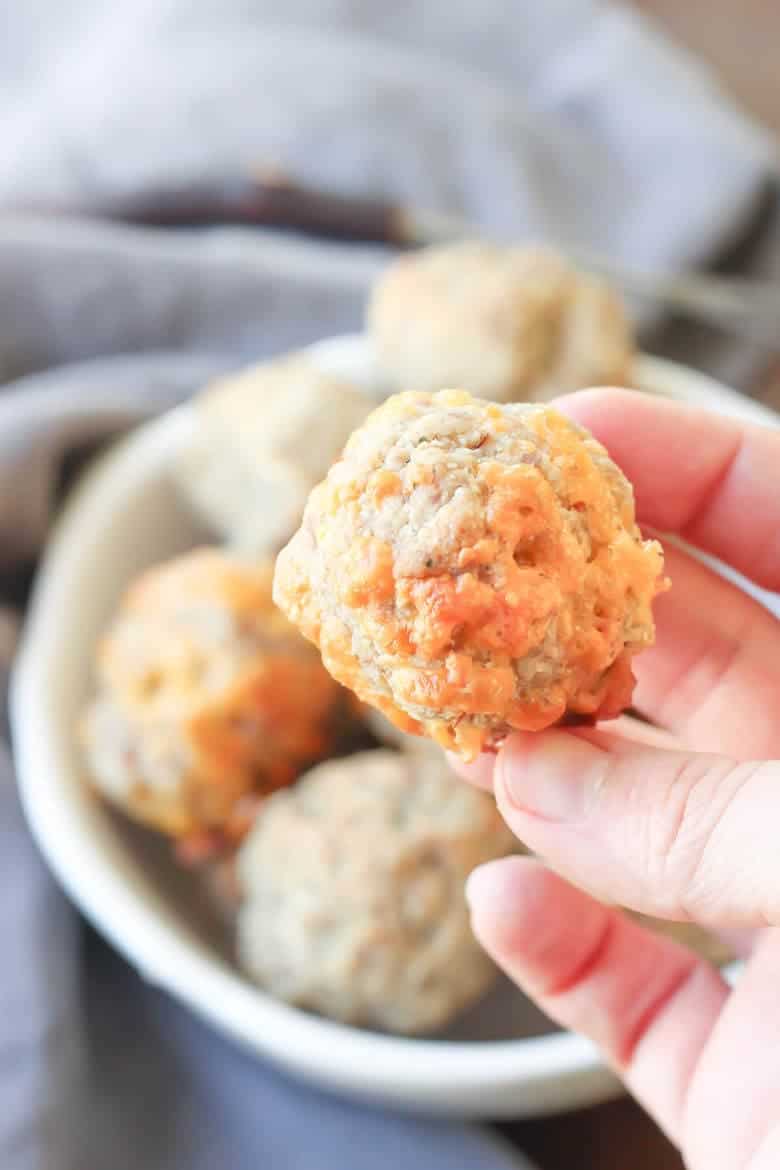 Paleo Sausage Balls on hand