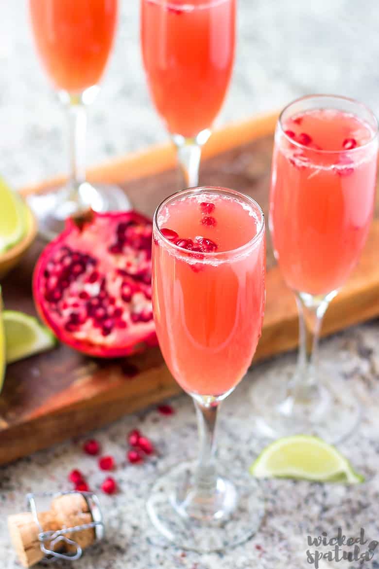 pomegranate mimosa with pomegranate in background