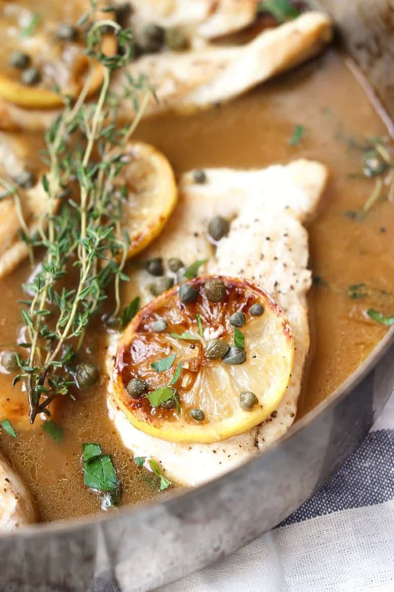 Healthy Easy Lemon Chicken Piccata Recipe - Closeup of chicken piccata