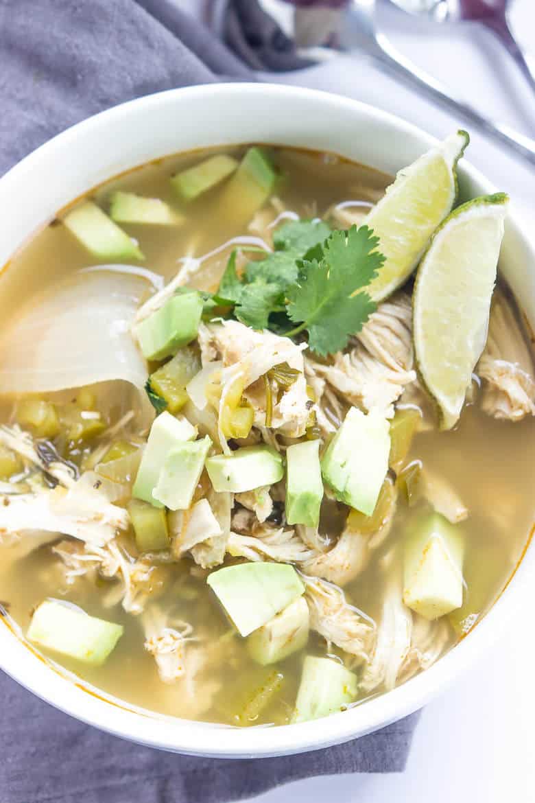 Green Chili Chicken Soup In A Crock Pot Recipe - Bowl With Soup