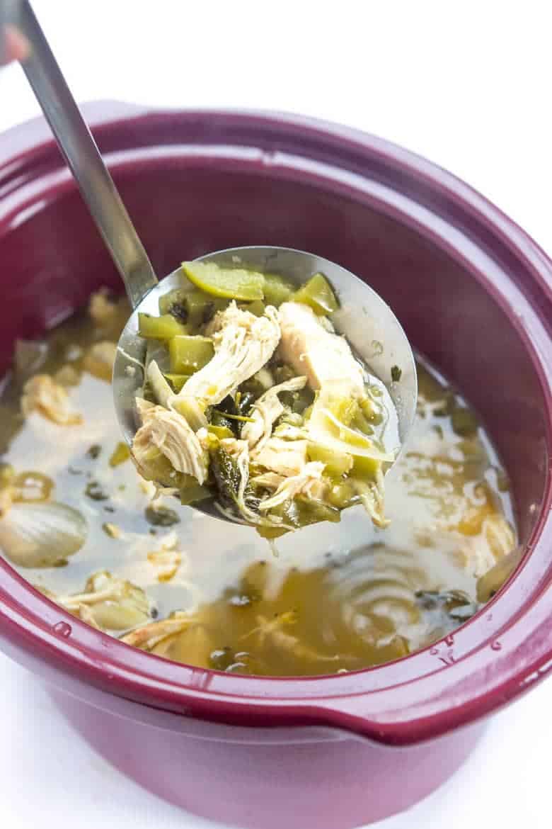 Slow Cooker Green Chile Chicken Soup | Wicked Spatula