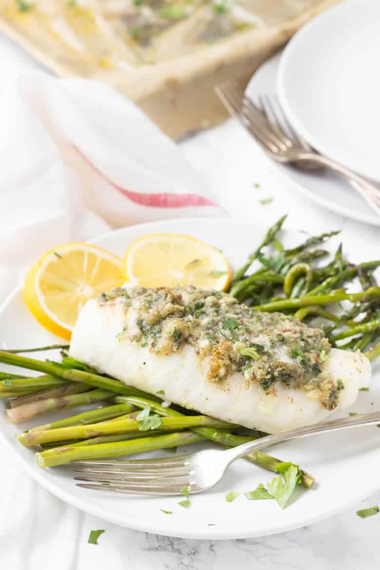 Herb Crusted Cod on a plate