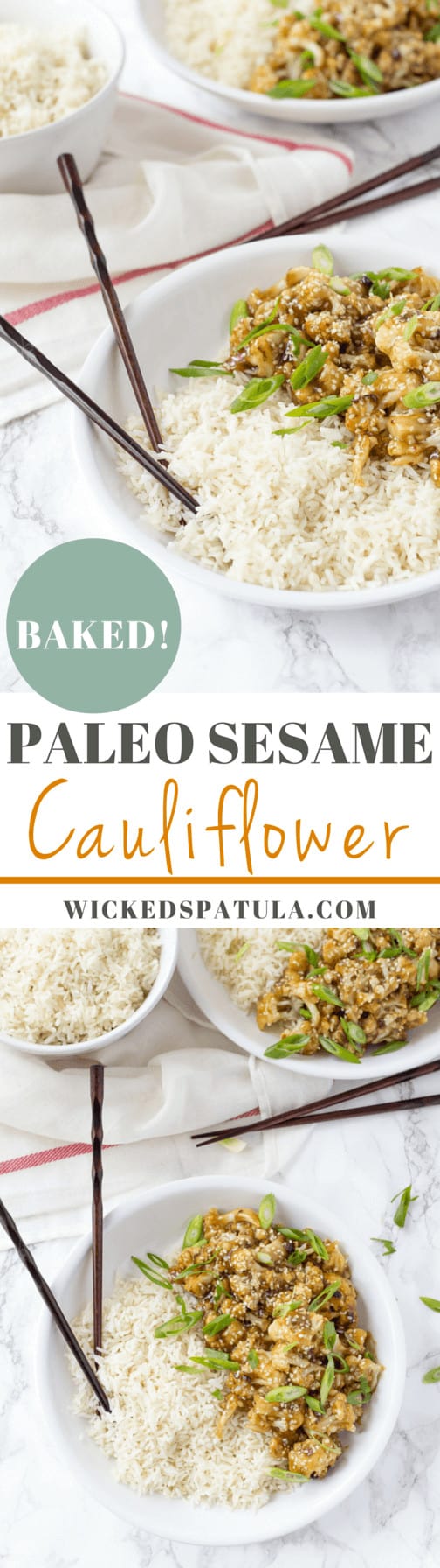 Paleo Sesame Cauliflower - These baked cauliflower nuggets take the place of chicken in this classic recipe!