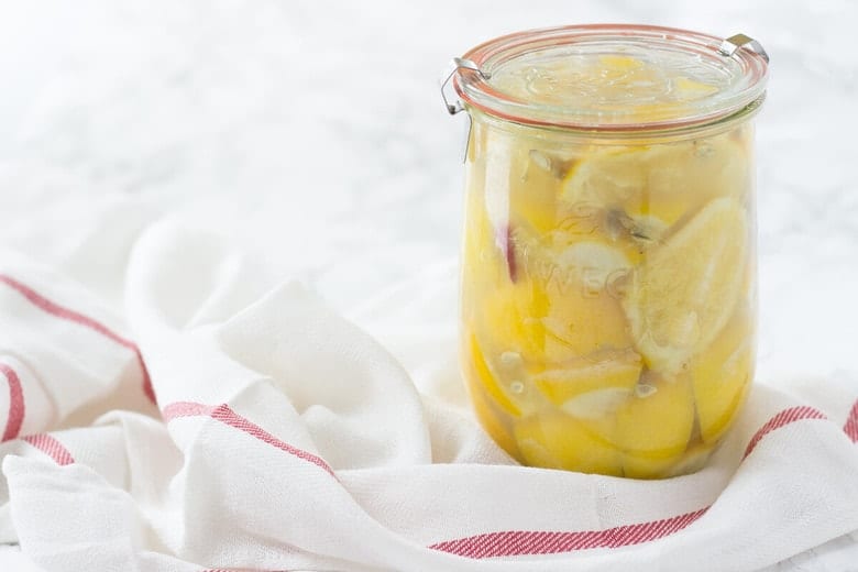 Preserved Meyer Lemons in a jar